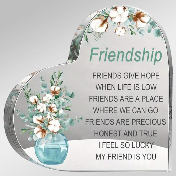 Heart Friendship Acrylic Gift Keepsake for Best Friend Birthday Decor 3.9" - Picture 5 of 6